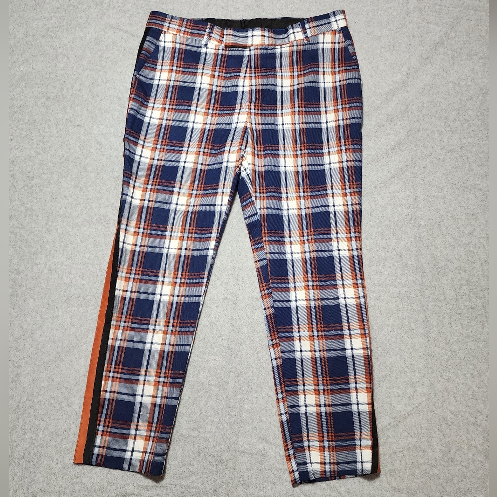 boohooMAN Skinny Plaid Pants Check Side Stripe Trousers